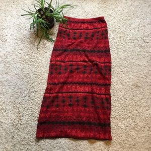 Warm Red patterned Maxi skirt vintage